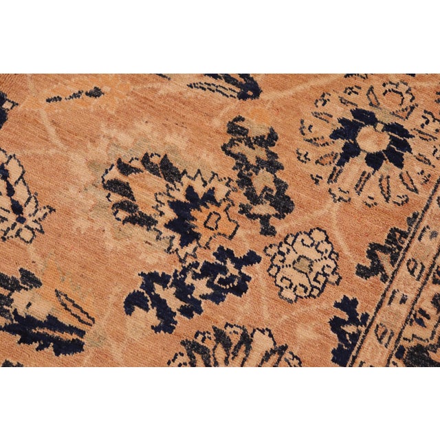 1990s Oriental Ziegler Rose Blue Hand-Knotted Wool Rug - 6'0'' X 8'10'' For Sale - Image 5 of 8