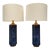 Transitional Navy Blue Malachite Pattern Lamps by John Richards - a Pair For Sale