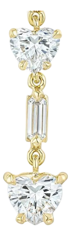 1.80ct Heart and Emerald Cut Diamond Dangle Drop Earrings in 14K Yellow Gold