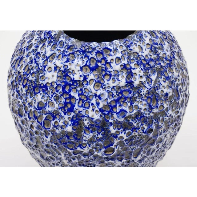 Large German Blue & White Fat Lava Vase from ES Keramik, 1950s For Sale - Image 11 of 16