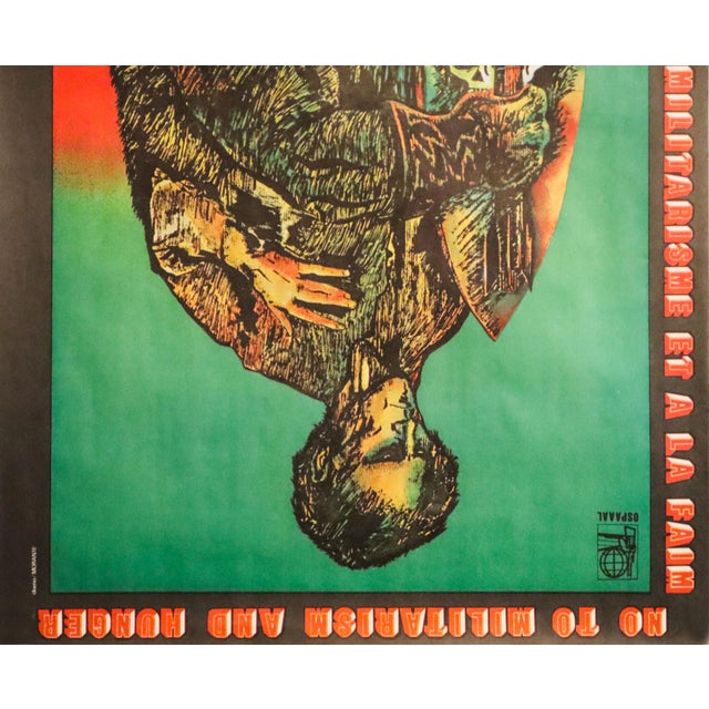 Contemporary 1980s Cuban Poster, No to Militarism and Hunger, by Ospaaal, Rafael Morante For Sale - Image 3 of 3