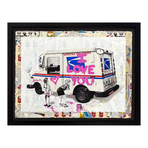Mr. Brainwash, Special Delivery, Unique 1/1 Mixed Media Painting on Paper, Framed, Coa, 2022