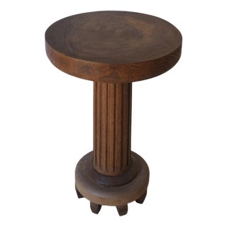 Art Deco Pedestal Side Table in Oak For Sale
