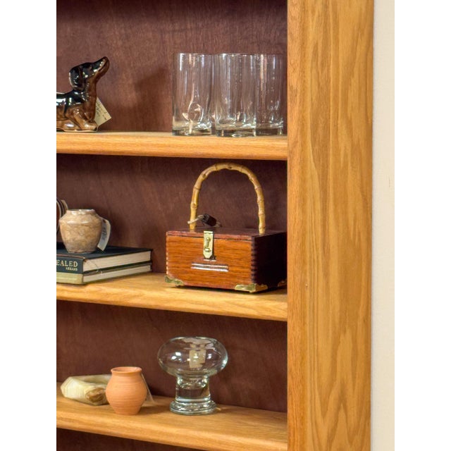 Vintage MCM Light Oak Bookshelf, Five Shelf With Rounded Edges, Rustic Bookcase For Sale - Image 11 of 13