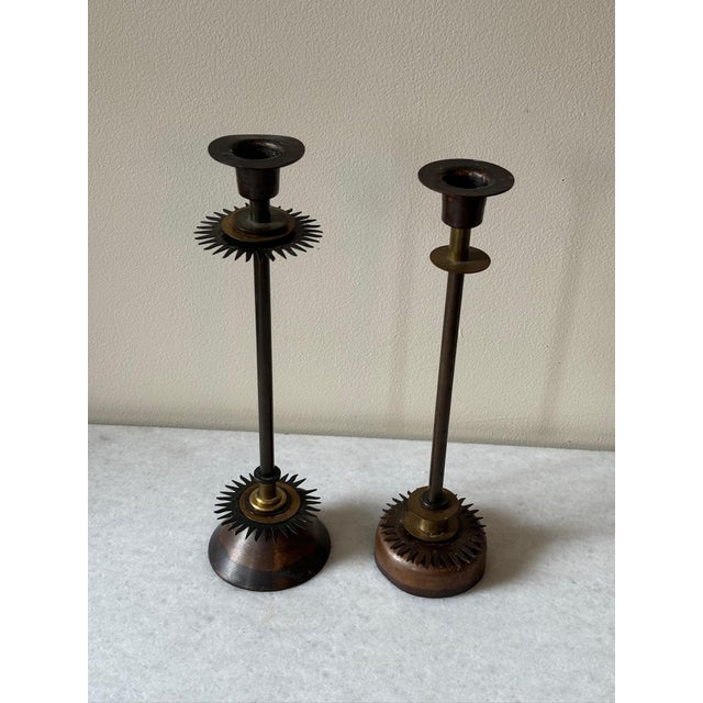 1980s Set of 2 Vintage Brutalist Style Candle Holders For Sale - Image 5 of 5
