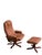Set of Scandinavian Brown Leather Recliner Lounge Chair with Ottoman, 1990 For Sale - Image 17 of 17