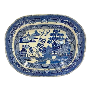 Antique Blue Willow Serving Platter From England - Circa 19th Century