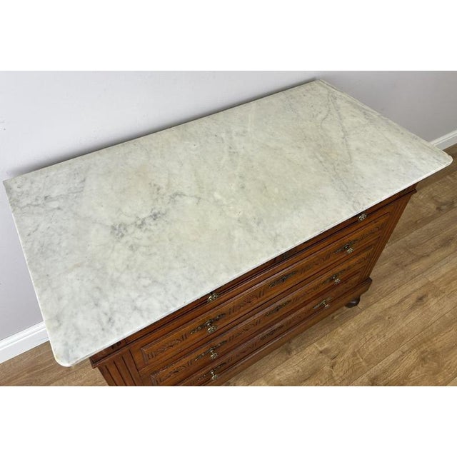 Chest of Drawers Antique French Walnut Marble Top Five Drawer Cabinet Lot 6449 For Sale - Image 13 of 18