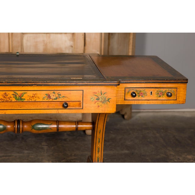English 19th Century Satinwood Table with Tilt Top Writing Area and Checkerboard For Sale - Image 10 of 12