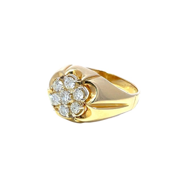 14k Yellow Gold Diamond Studded Gypsy Band Ring, Size 8.5 For Sale - Image 9 of 10