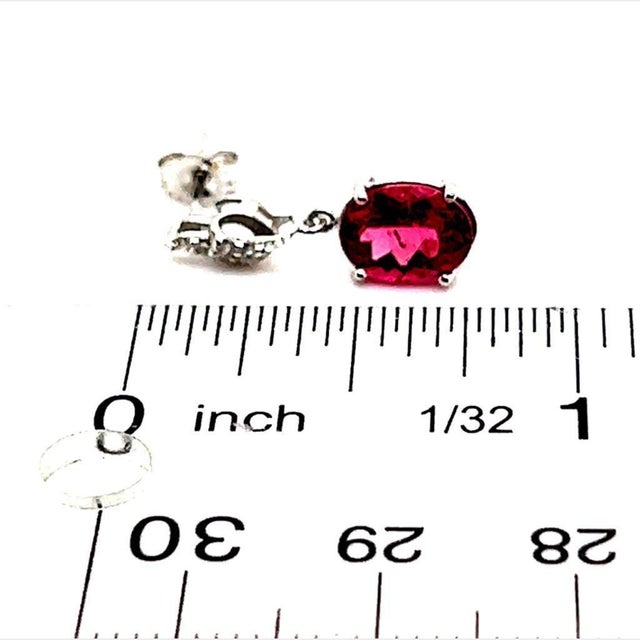 Metal Natural Tourmaline Diamond Earrings 14k Gold 2.34 TCW Certified For Sale - Image 7 of 8