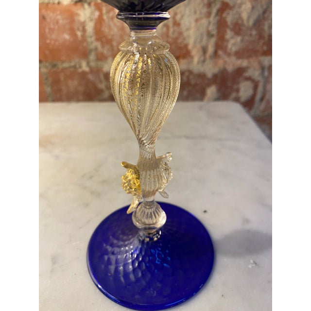 1970s Vintage 1970s Blue Italian Handcrafted Chalice For Sale - Image 5 of 7