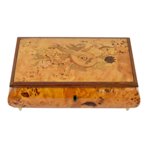 Vintage Swiss Inlaid Satinwood Music Jewerly Box