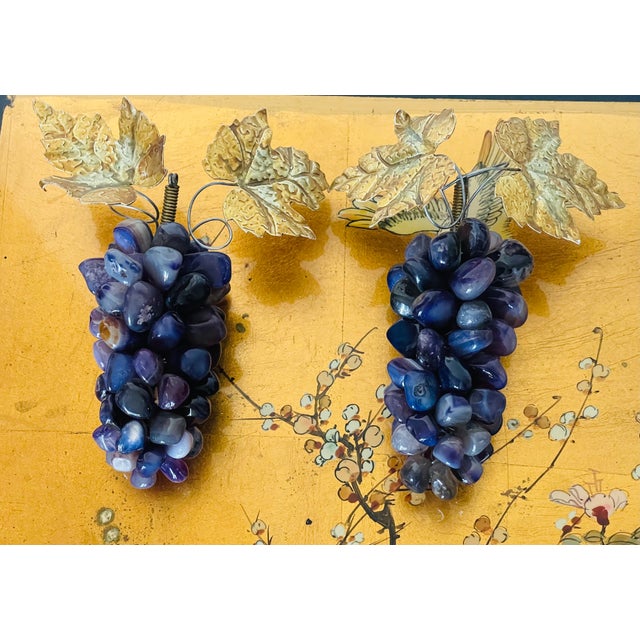 Metal Pair of Vintage Brazilian Amethyst Grape Vine Clusters For Sale - Image 7 of 8