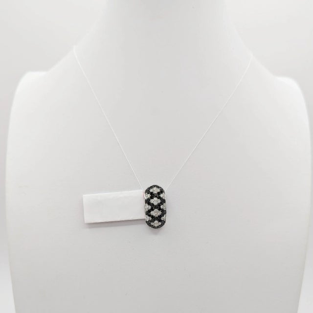 White and Black Diamond Pendant in 14K White Gold For Sale - Image 4 of 6