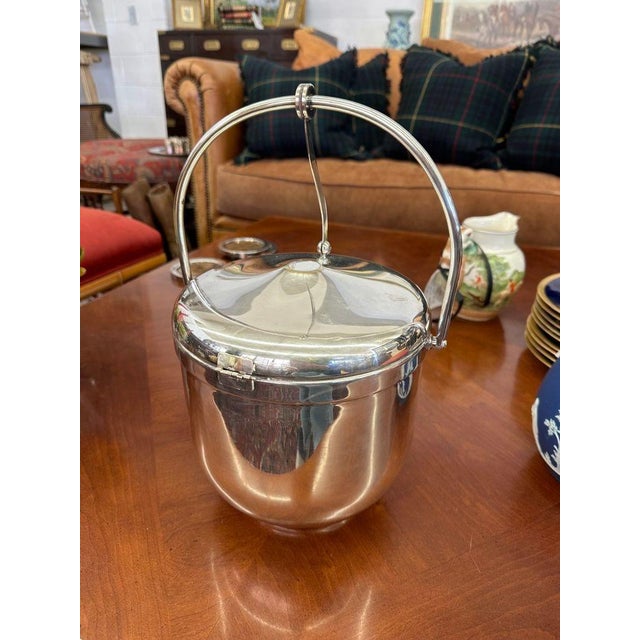 Vintage Sheffield Silverplate Lidded Ice Bucket With Pyrex Insert - From the Estate of Susie Hilfiger For Sale - Image 10 of 12