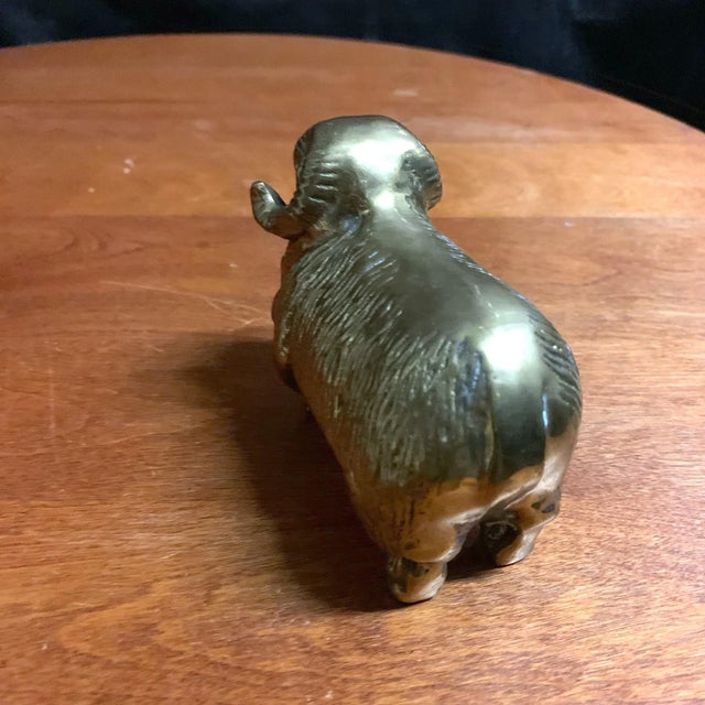 Mid-Century Modern Vintage Solid Brass Ram Figure For Sale - Image 3 of 8