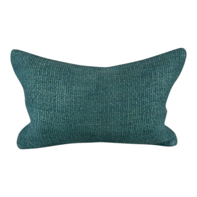 16 x 24 Hemp Pillow Turkish Cushion Natural Grayish Blue Pillow Cushion Cover For Sale