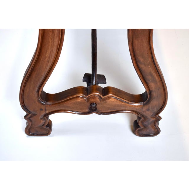 20th Century Spanish Fold Out Dining and Console Table With Iron Stretcher and Two Drawers For Sale - Image 13 of 17