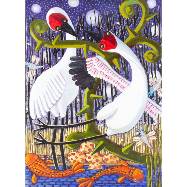 A 2019 oil on canvas painting, titled "Wanna Dance," by the American artist Karen Holtzclaw. This painting features two...