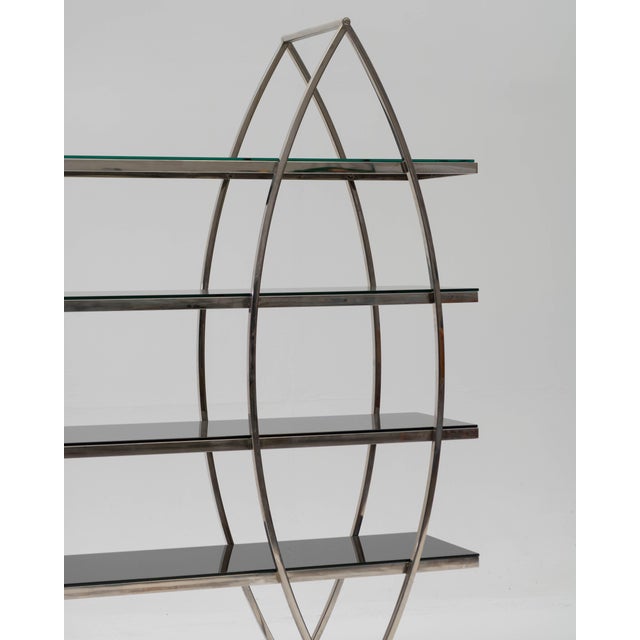 Modern Sculptural Bookshelf in Chromed Steel and Glass, 1960s For Sale - Image 3 of 6
