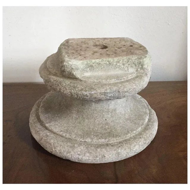 Antique 18th Century Weathered Carved White Marble Socle or Display Stand Base for a Bust or Sculpture For Sale - Image 4 of 11