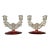 1930s Art Deco Double Candle Holders with Cranberry Base For Sale