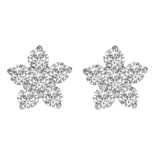 10K White Gold 1/2 Cttw Lab Grown Diamond Star Stud Earrings For Sale