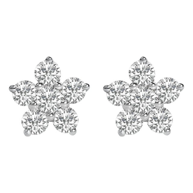 10K White Gold 1/2 Cttw Lab Grown Diamond Star Stud Earrings For Sale