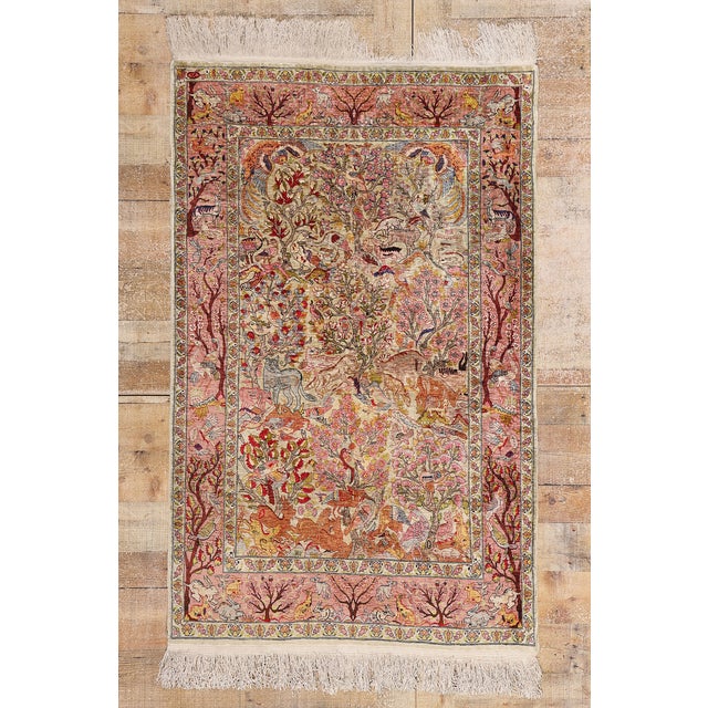 Vintage Turkish Silk Hereke Rug - 03'04 X 05'03 For Sale - Image 9 of 9