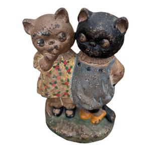 1920s Antique Hubley Cast Iron "Twin Kitties" Door Stop
