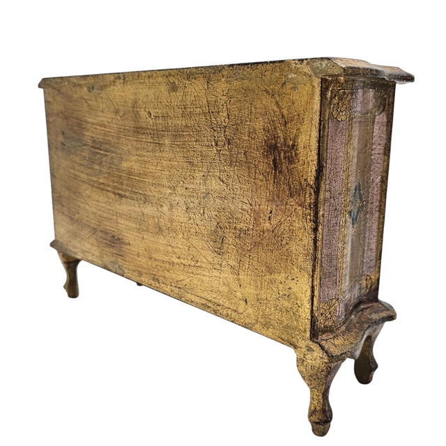 Gold Italian Florentine Gilt Jewelry Chest, 13.5" Mid Century For Sale - Image 8 of 14