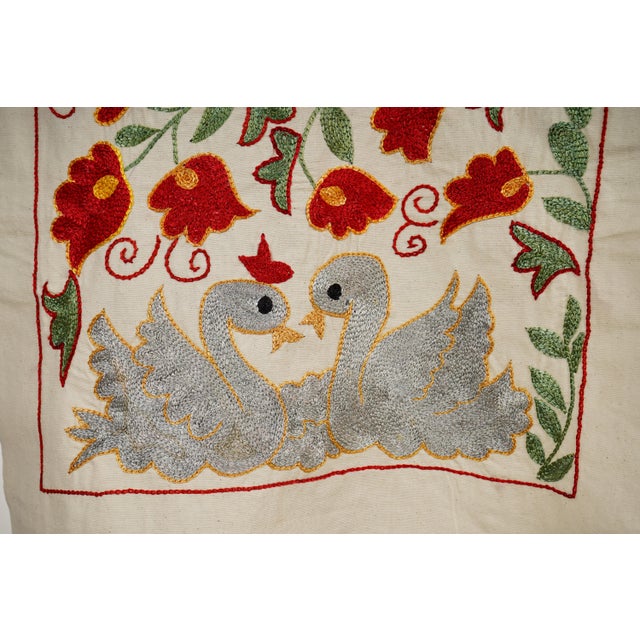 Suzani Embroidered Wall Hanging With Bird & Duck For Sale In New York - Image 6 of 10