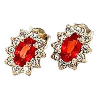 Natural Sapphire Diamond Stud Earrings 14k Gold 0.70 TCW Certified For Sale