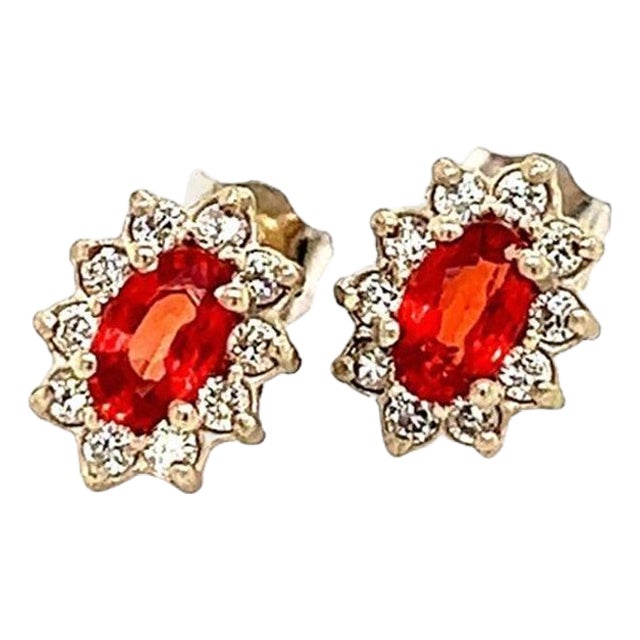 Natural Sapphire Diamond Stud Earrings 14k Gold 0.70 TCW Certified For Sale