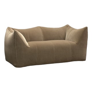 Le Bambole 2-Seater Sofa in Camel Velvet by Mario Bellini for B&B Italia, 1970s For Sale