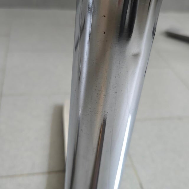 Vintage Swivel Chairs in Black Skirted Leatherette, Brushed Metal and Chrome, 1970s, Set of 4 For Sale - Image 14 of 15