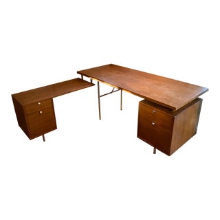 1950s George Nelson Executive Desk With Return For Sale