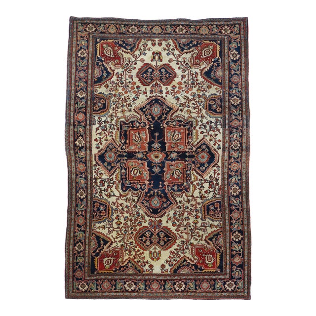 Antique Persian Farahan Sarouk Rug 4'6" X 6'9" For Sale