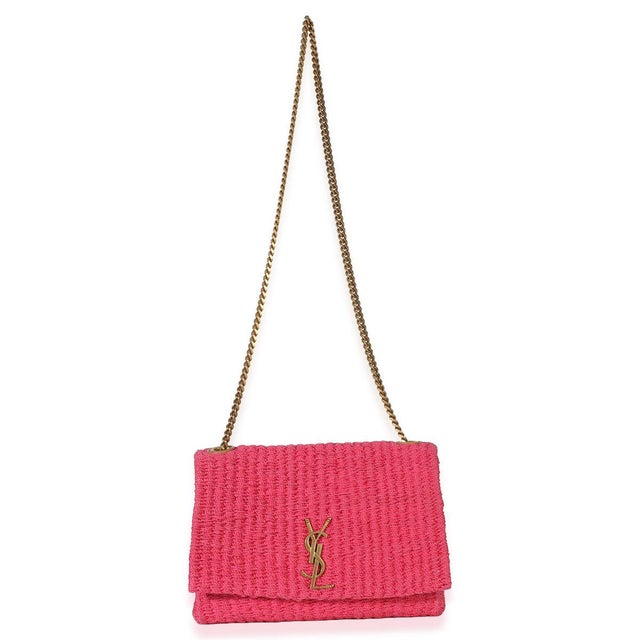 Pink Pink Raffia Medium Kate Chain Bag For Sale - Image 8 of 9