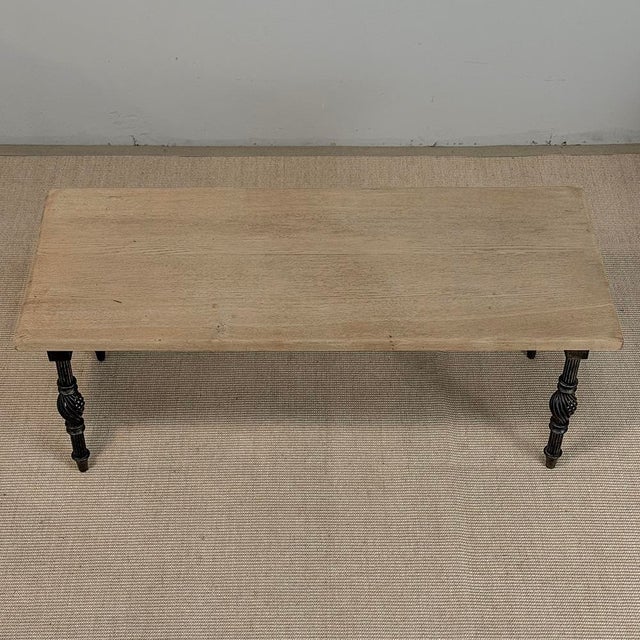 Antique Country French Stripped Oak and Hand Forged Iron Coffee Table For Sale - Image 14 of 16