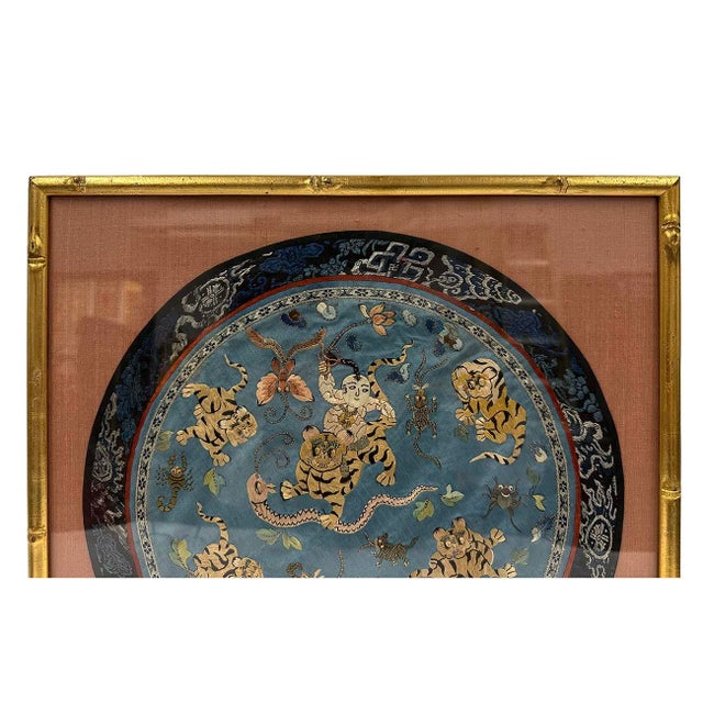 Originally purchased from Hong Kong, this Chinese antique embroidery presented in a museum quality. This textile was a...