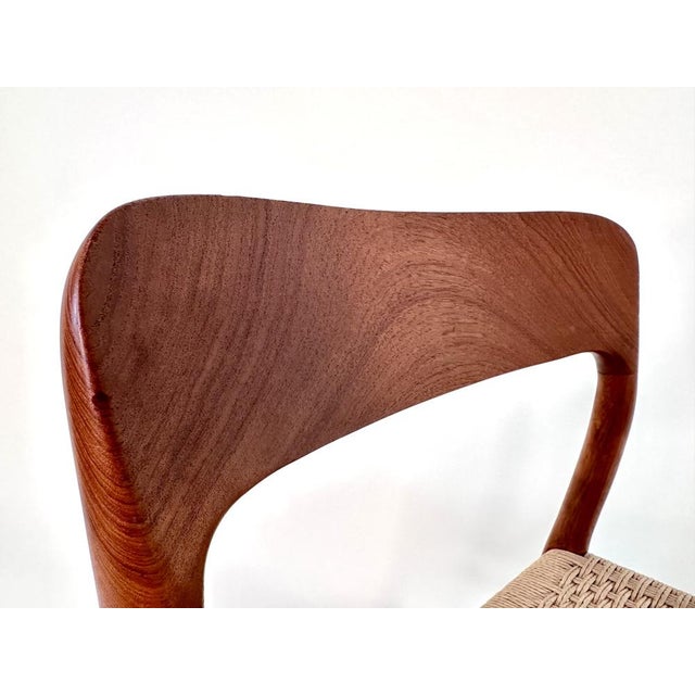 1960s Teak & Woven Paper Cord Model 75 Side Chair by Niels O. Møller for J.L. Møllers, Denmark, 1954 For Sale - Image 5 of 15