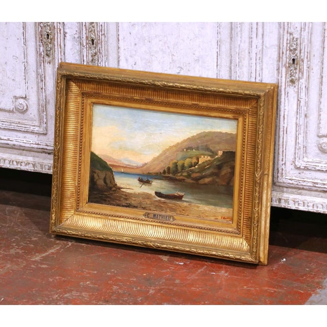 Capture the quiet charm of the French coastline with this elegant antique landscape painting, crafted in France circa...