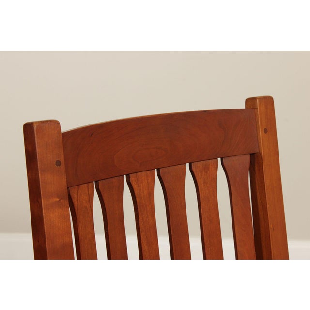 1990s Stickley Mission Collection Pair of Cherry and Leather Slat Back Stools For Sale - Image 10 of 12