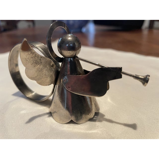 Vintage Silver Plated Christmas Angels Napkin Rings - Set of 4 For Sale - Image 4 of 6