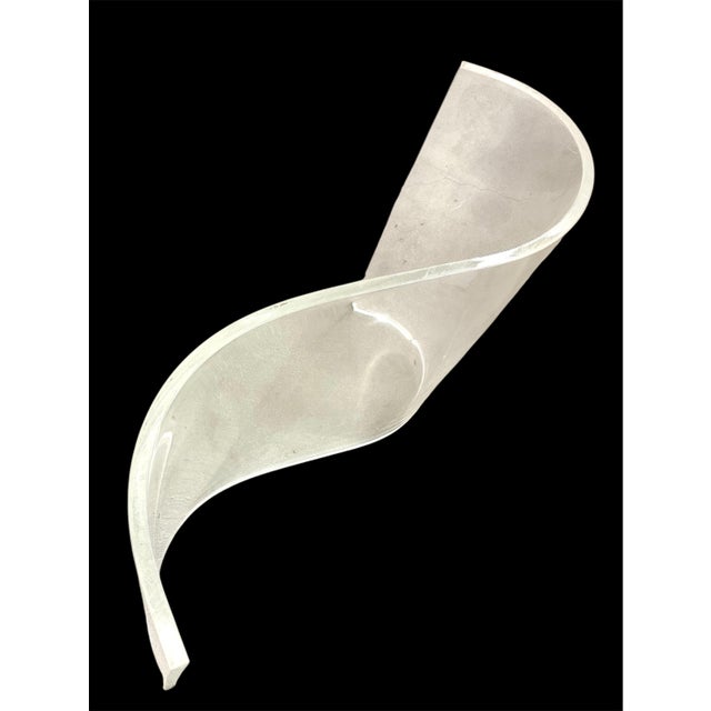 1970s 1970s Lucite Coffee Table S Snake Wave Curvy Acrylic Transparent Charles Hollis or Vladimir Kagan Style Only Base Vintage For Sale - Image 5 of 10