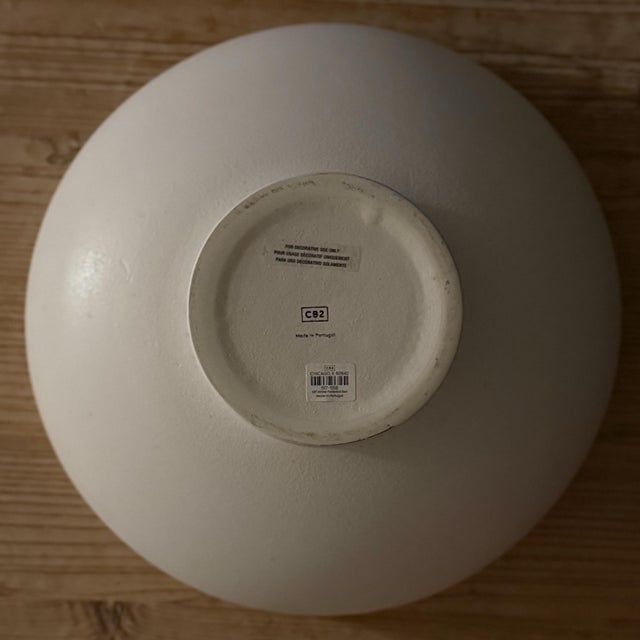 Contemporary Cb2 White Ceramic Pedestal Bowl For Sale - Image 3 of 3