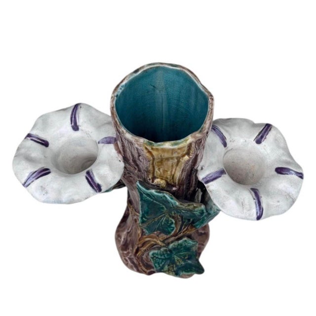 Late 19th Century 19th Century French Majolica Morning Glory Vase Fives Lille For Sale - Image 5 of 7