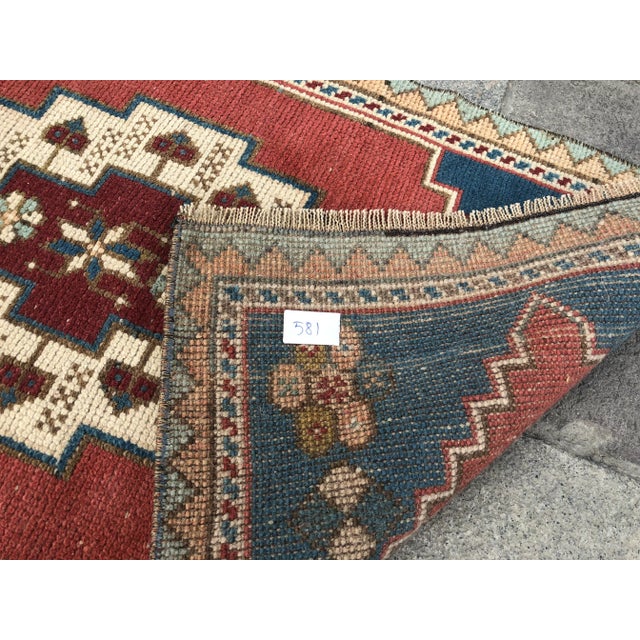 Vintage Decorative Handknotted Rug- 1′10″ × 3′7″ For Sale - Image 4 of 6